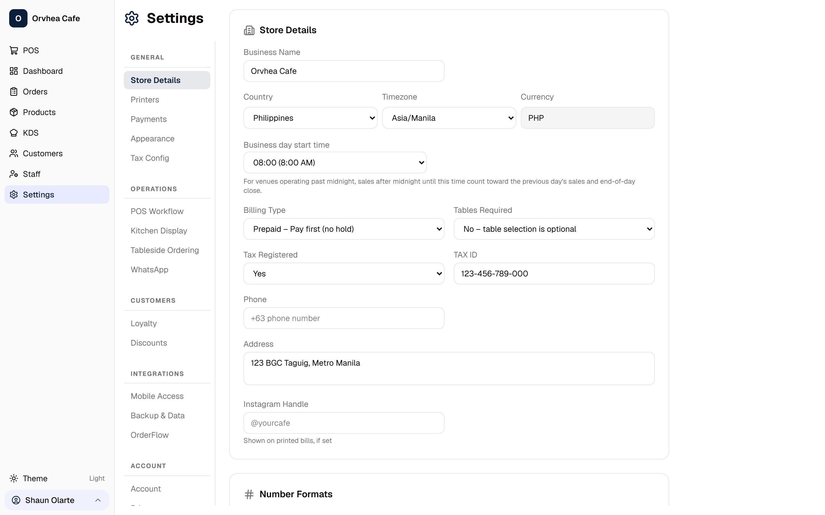 WSI POS Settings